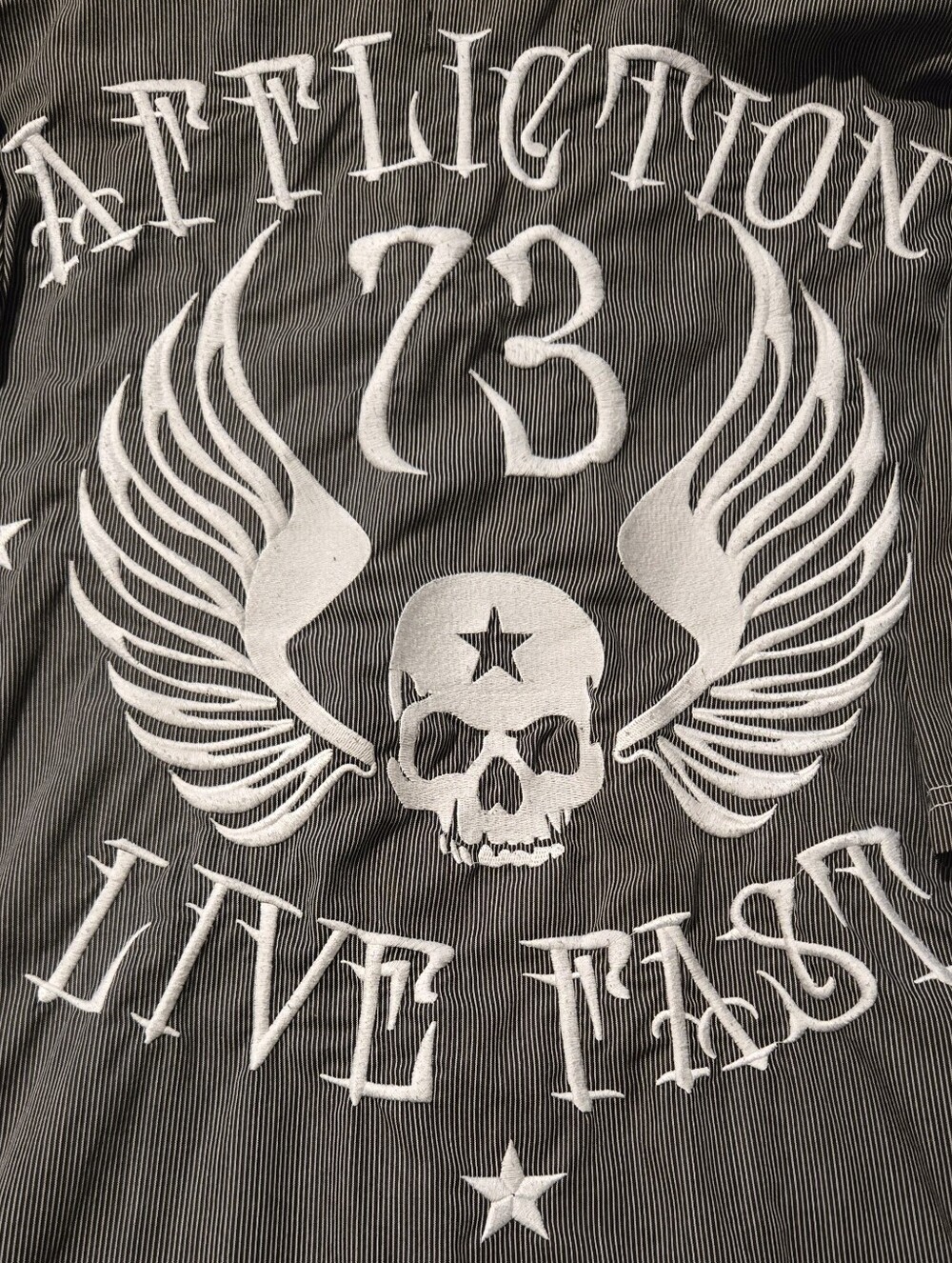 Affliction Black Men’s Winged Skull Embroidered Button-Down Shirt